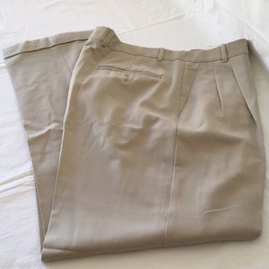 Detail II men’s dress pants, pleated front, cuffed hem. Wool. Dry clean only